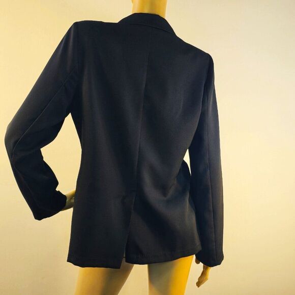 Lush Jacket Size Medium One Button Blazer Black Stretch Unlined Pockets - Picture 3 of 9